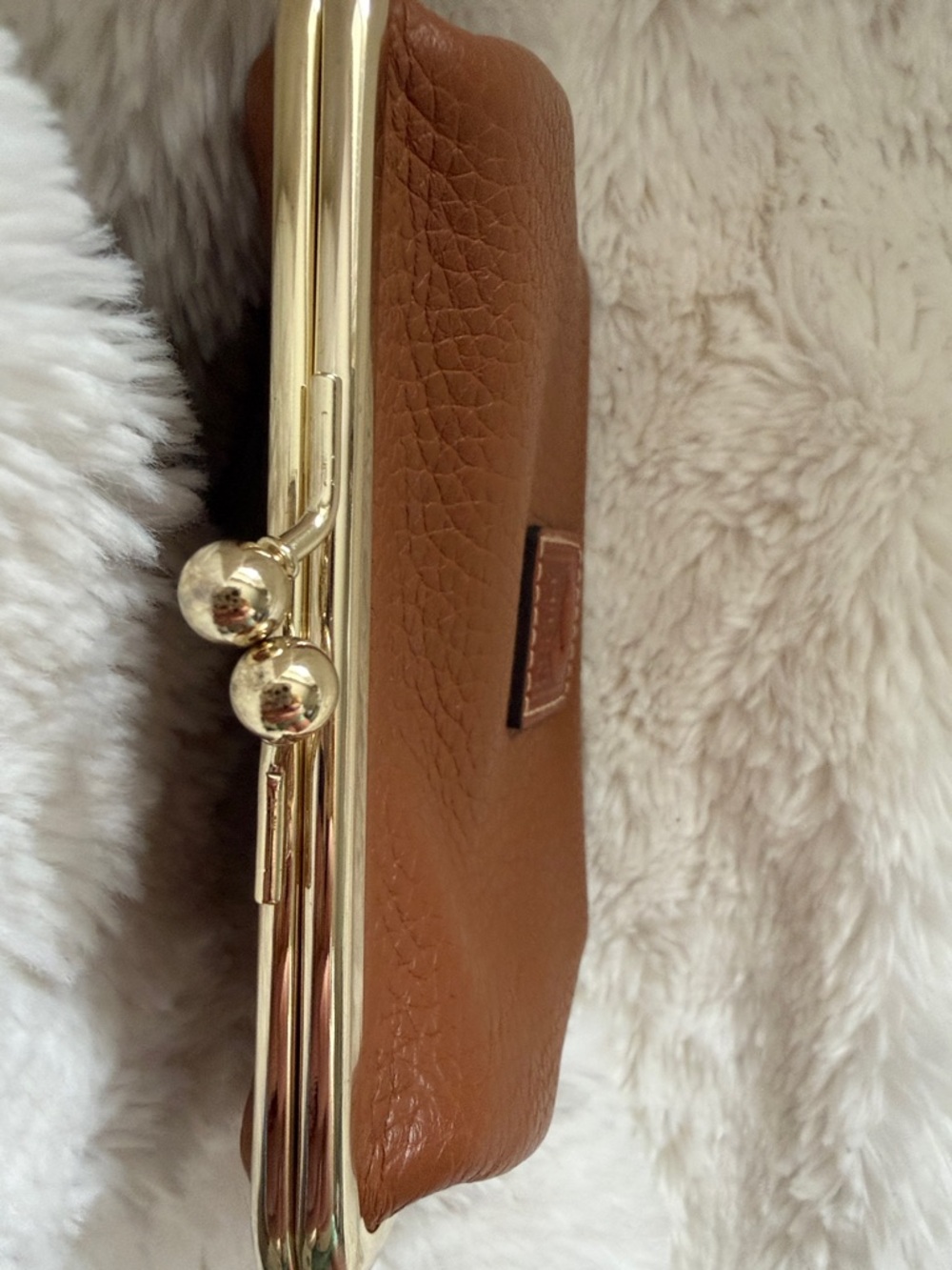 Dooney & Bourke Cognac Pebble Leather Clasp Coin Purse - Picture 5 of 5